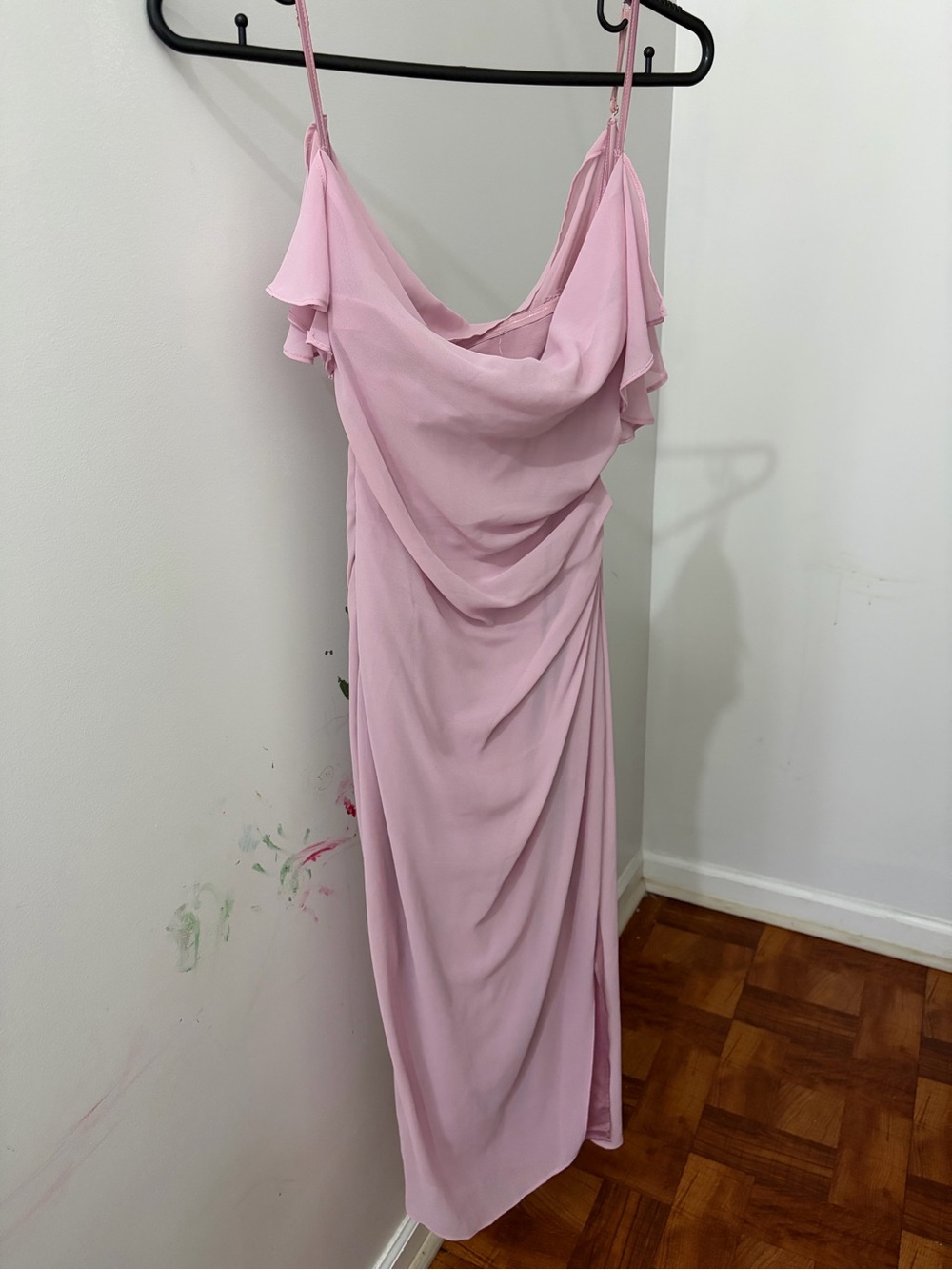 Oh Polly Soft Pink Cowl Slip Maxi Dress